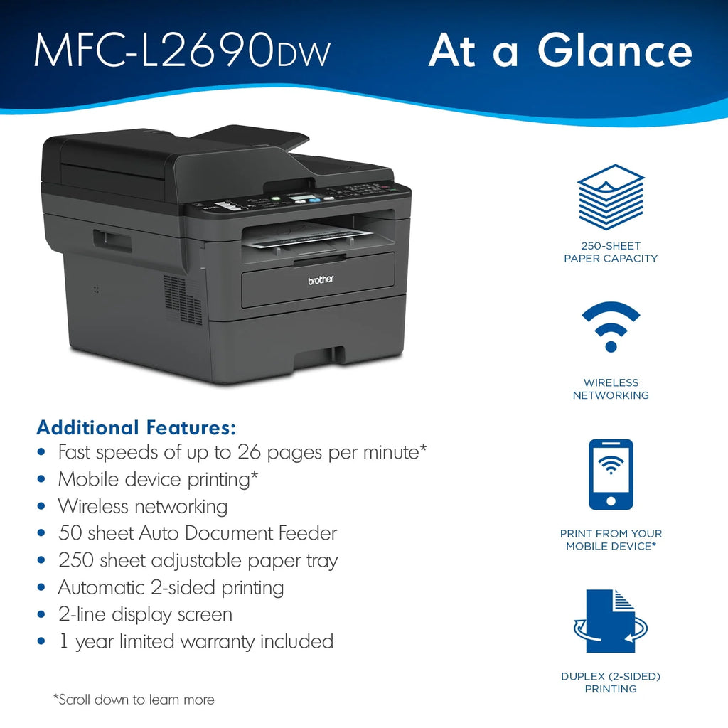 Monochrome Laser All-in-One Printer with Duplex Printing M747528