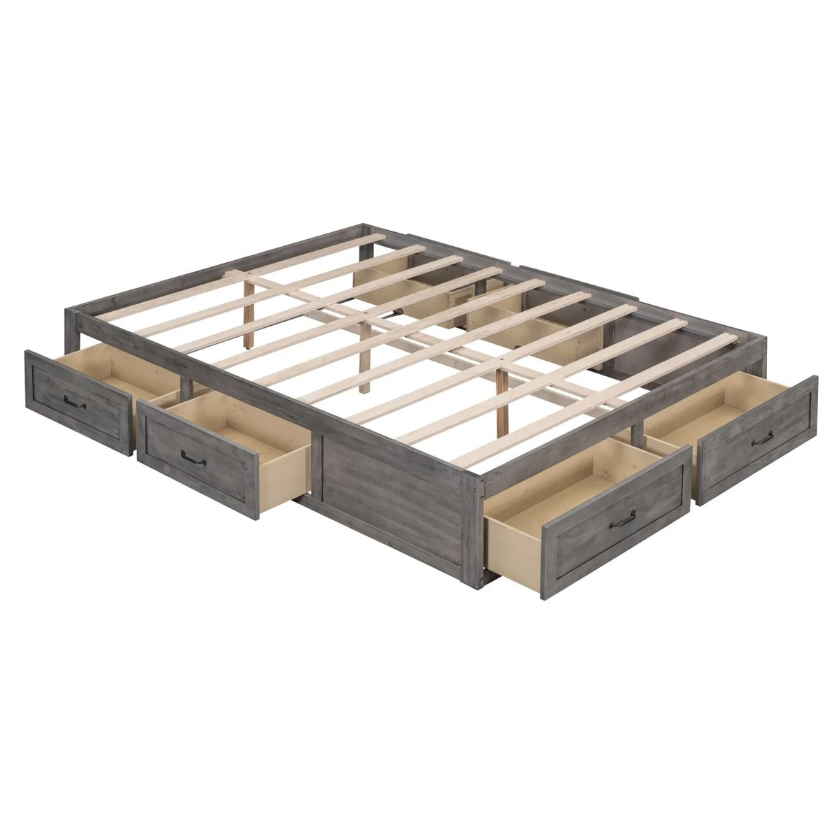 Full Size Wood Captain Bed with 6 Storage Drawers L245