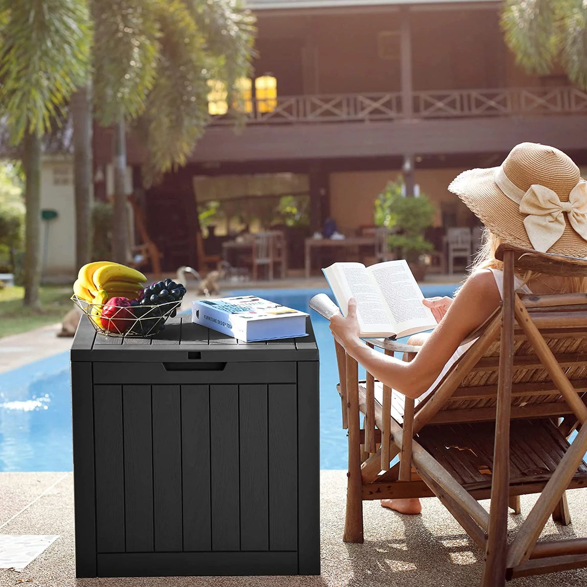 30 Gallon Waterproof Resin Outdoor Storage Chest with Locking Lid F25745