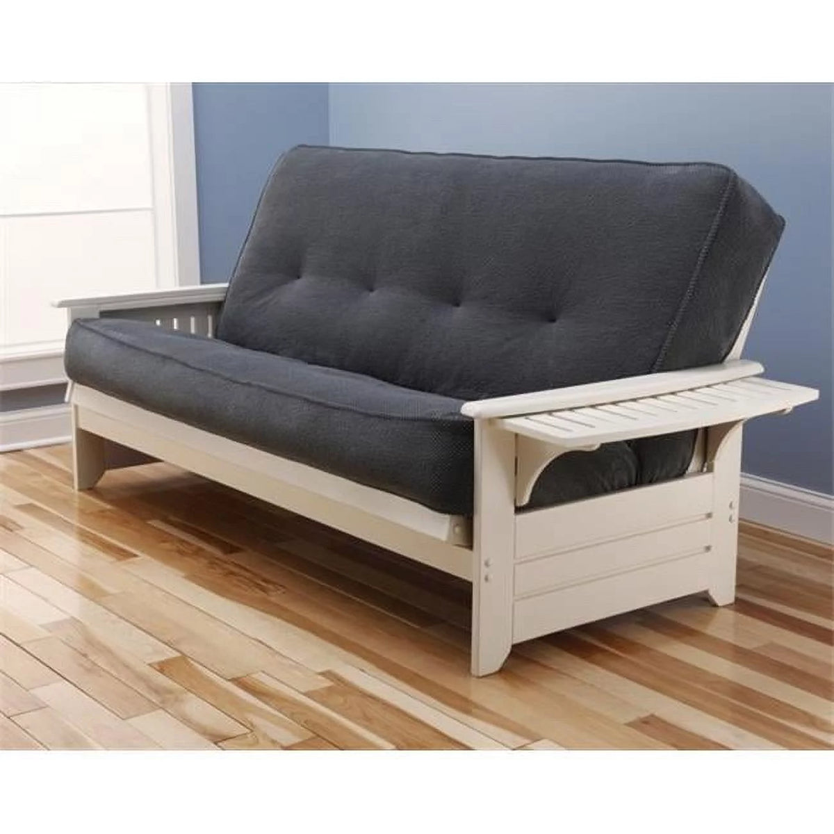 Full Futon with Fabric Mattress in Blue Antique White F996