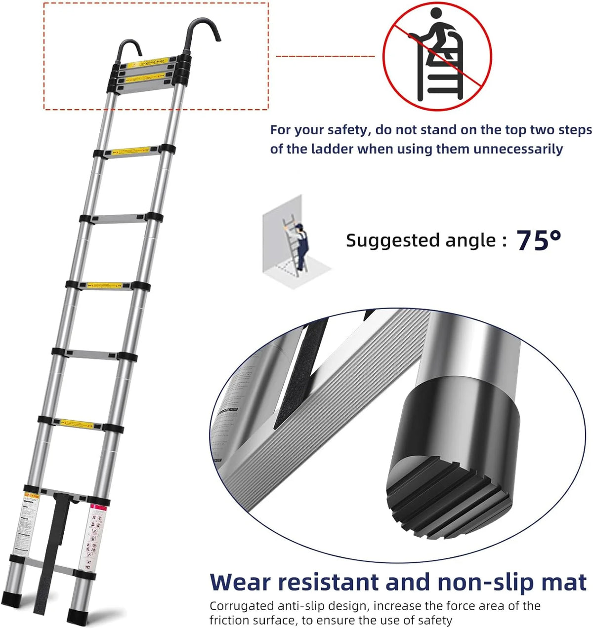 10.5ft Aluminum Telescoping Ladder with Hook B2995