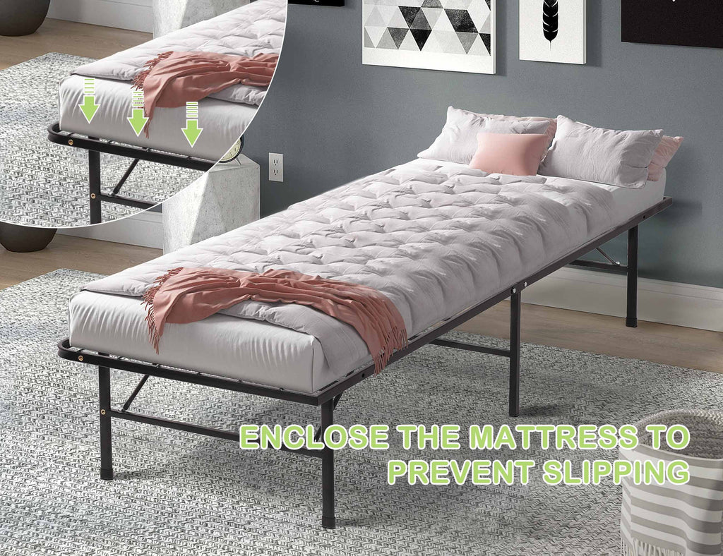 Foldable Twin Bed Frame 150LBS Capacity Heavy Duty G749