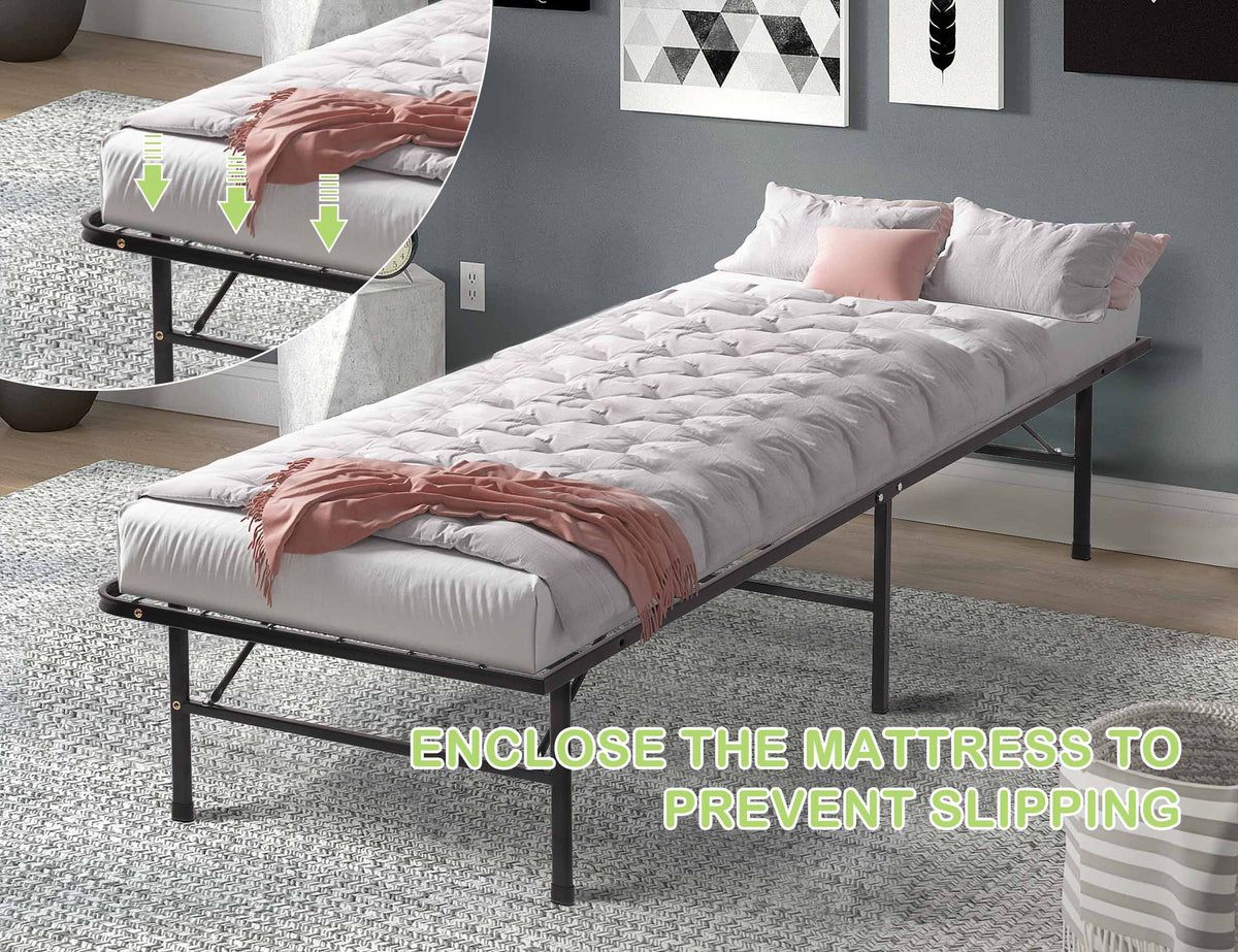 Foldable Twin Bed Frame 150LBS Capacity Heavy Duty G749