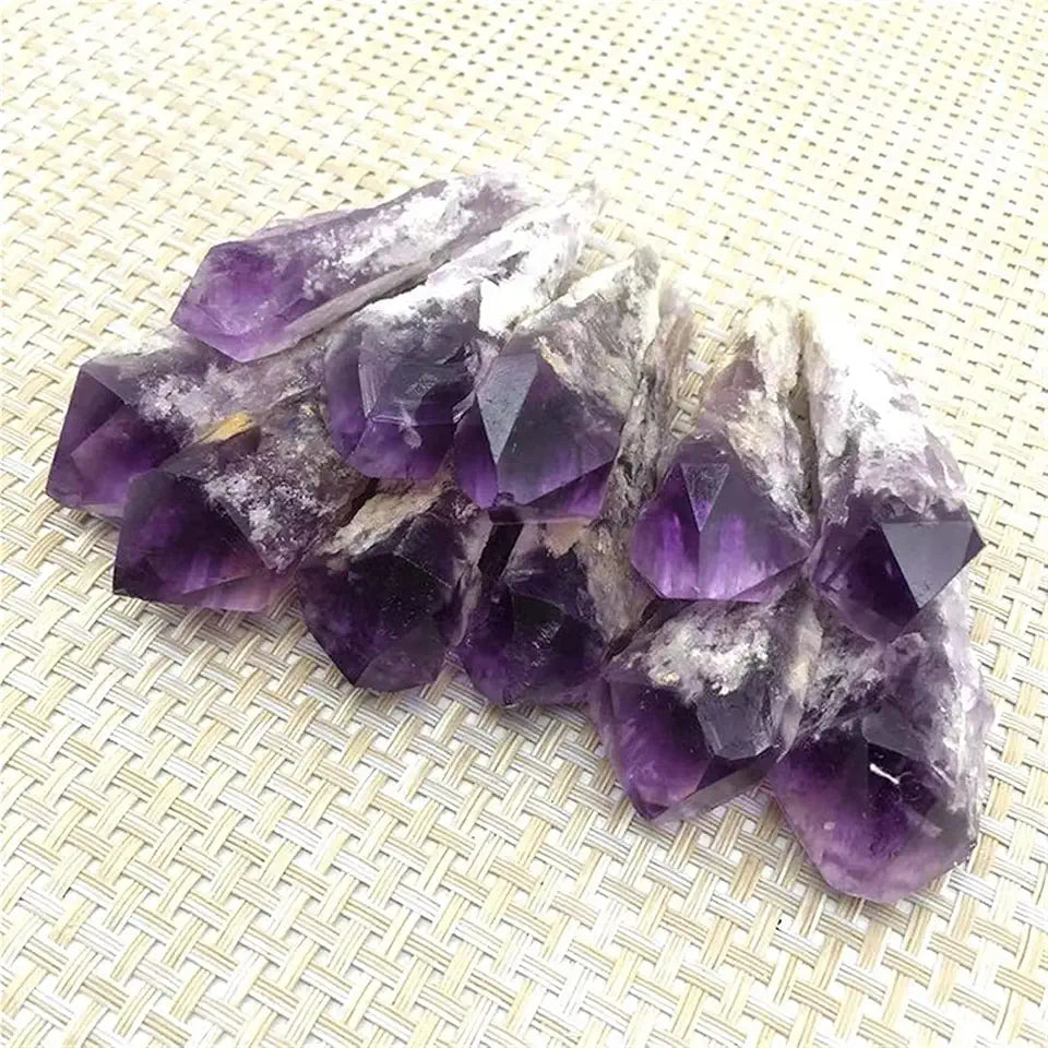 Rough Amethyst Cluster Mineral Specimen 3pcs E759