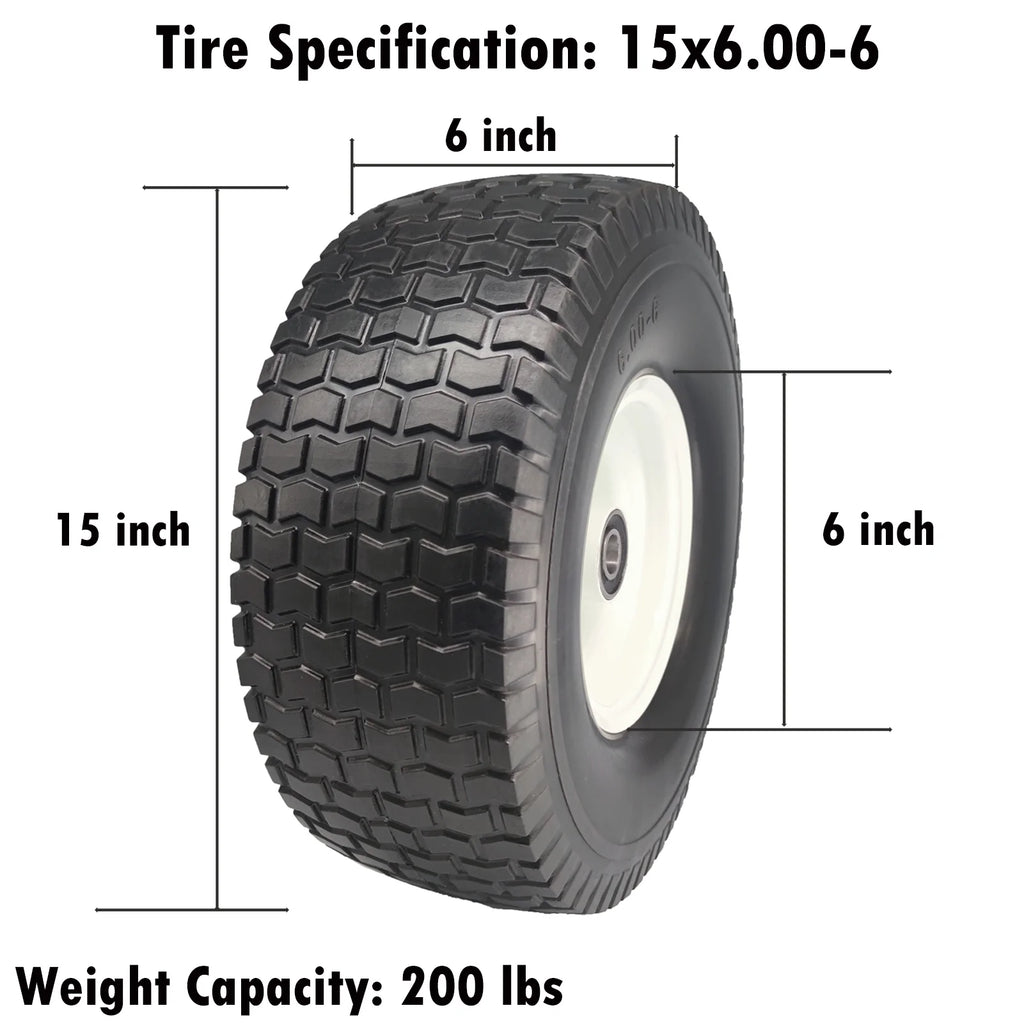 Flat Free Lawn Mower Tires 15x6.00-6 with Bearings T2315