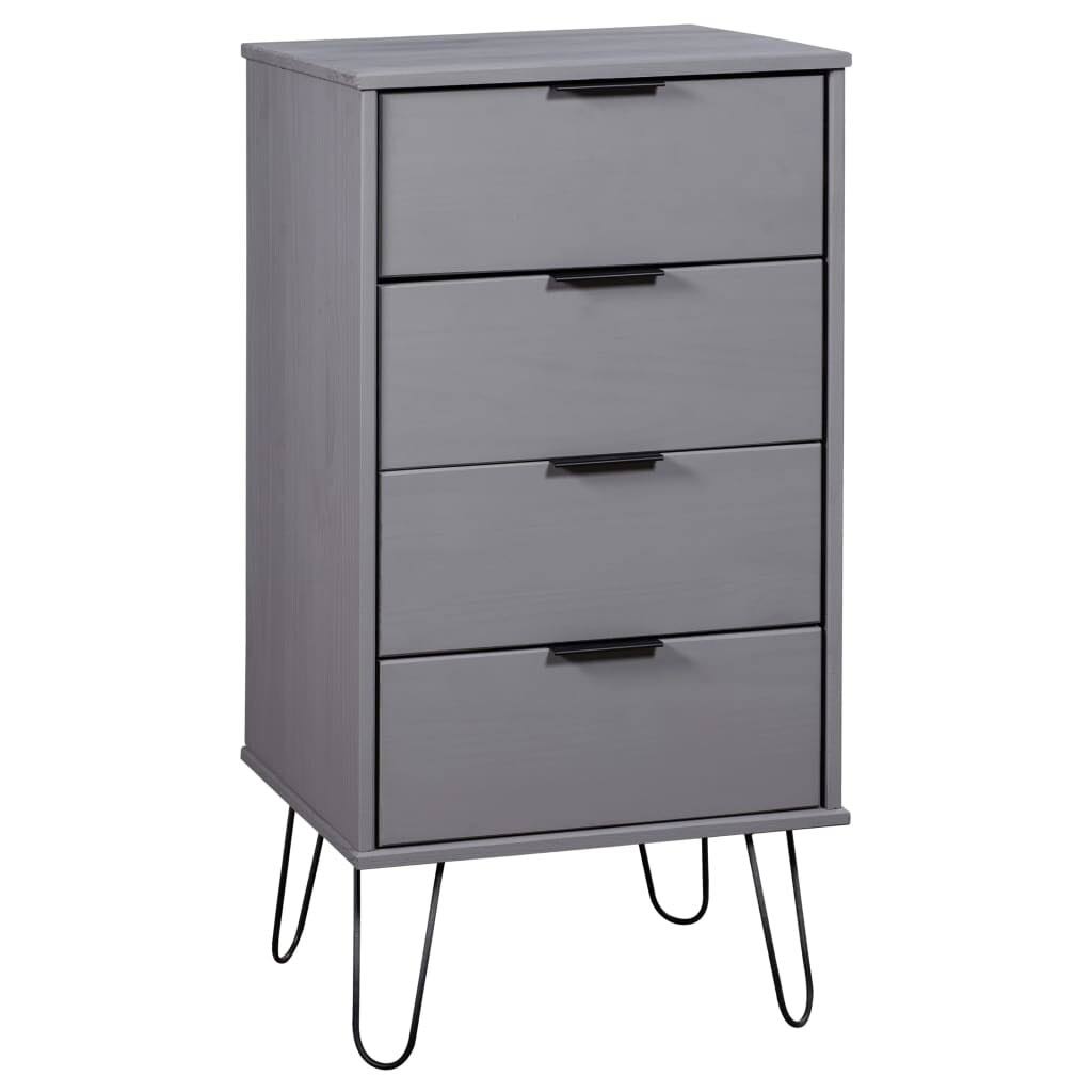 Drawer Cabinet Gray Solid Pine Wood L8655
