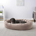 Velvet Round Bolster Dog Bed with Removable Cover Q95887
