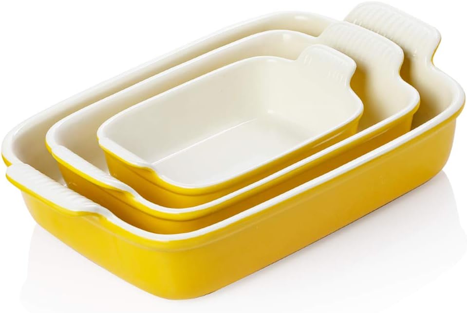 Yellow Porcelain 13 x 9.8 inch Ceramic Rectangular Baking Dish X481