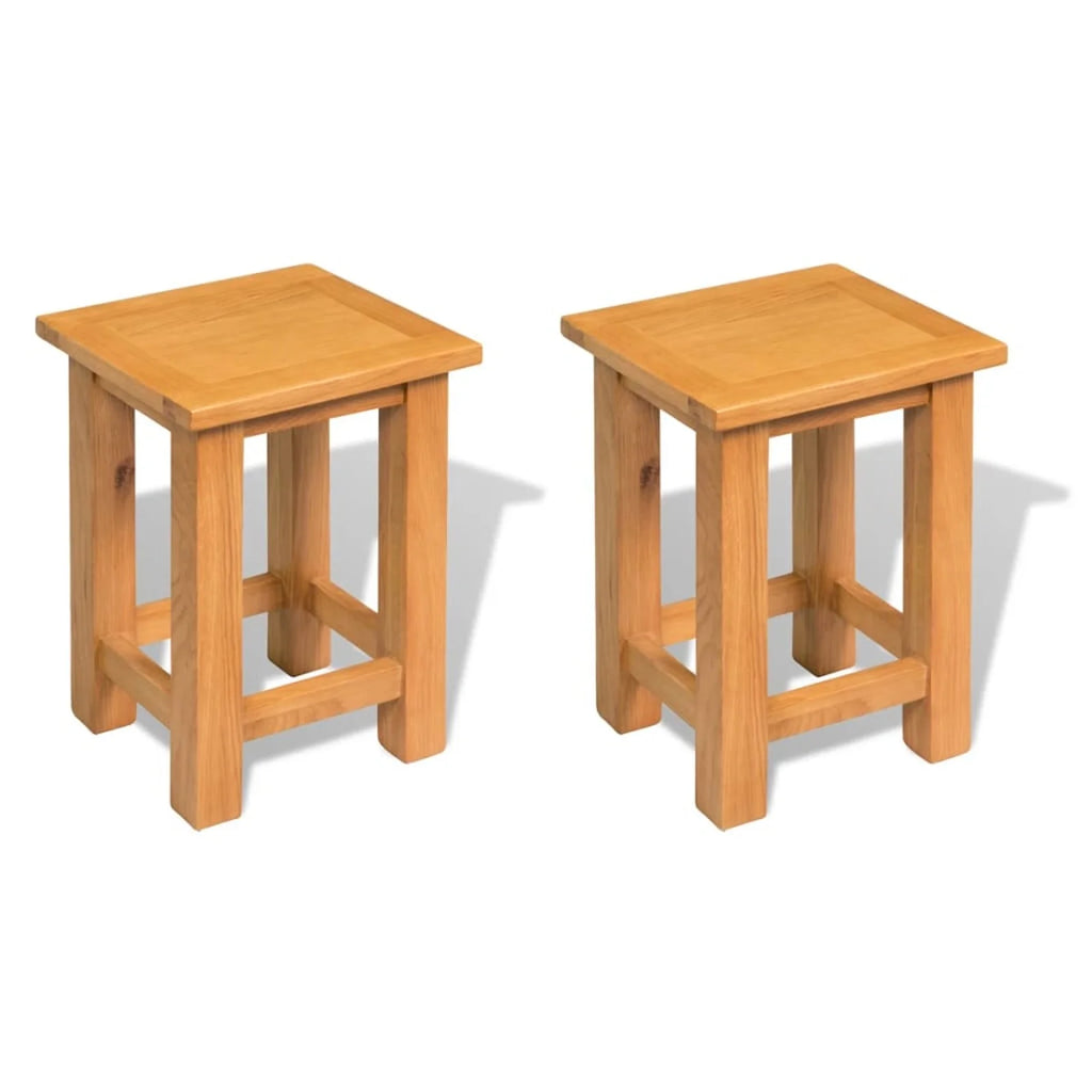 Solid Oak Wood End Tables 2 pcs A24059