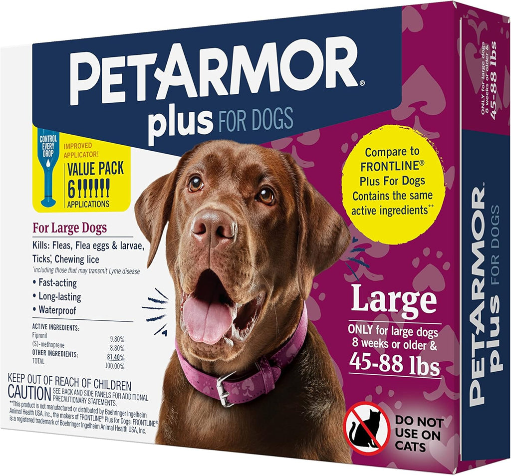PETARMOR Plus Topical Flea and Tick Prevention for Dogs, 6 Count Pack of 2 R4813