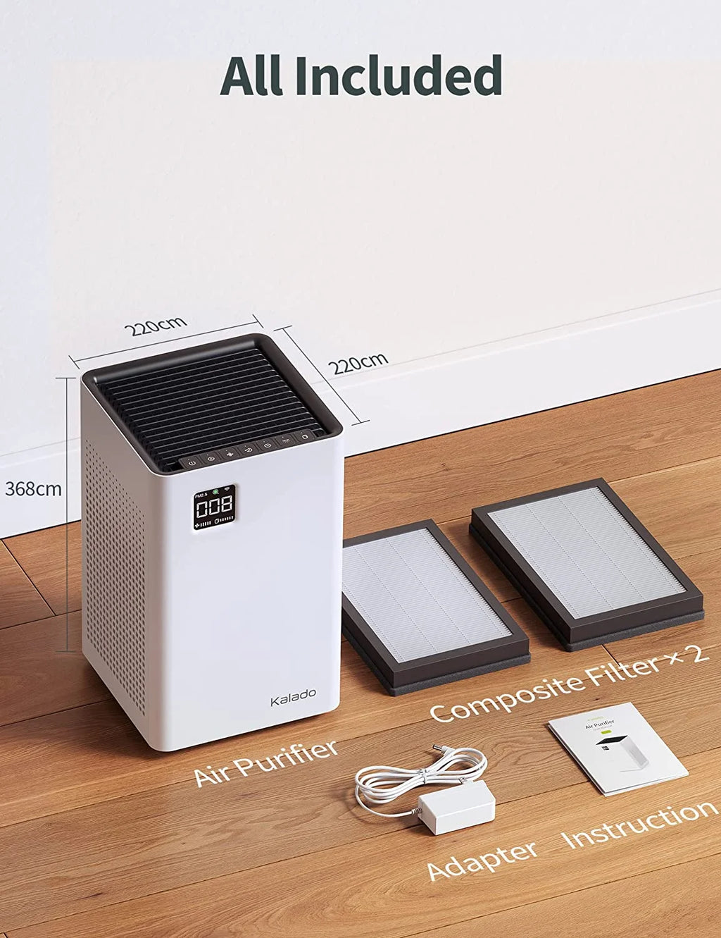 Air Purifier with Wi-Fi, Double Filter, Voice Control, PM2.5 Detector S2427