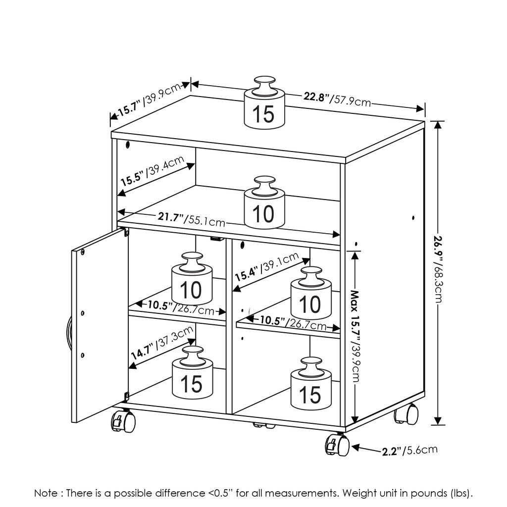 Under Desk Printer Holder with Wheels W682