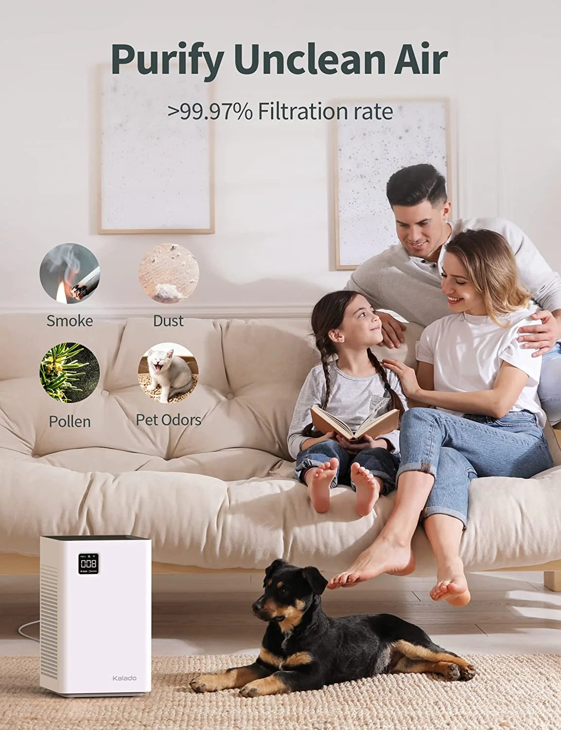 Air Purifier with Wi-Fi, Double Filter, Voice Control, PM2.5 Detector S2427