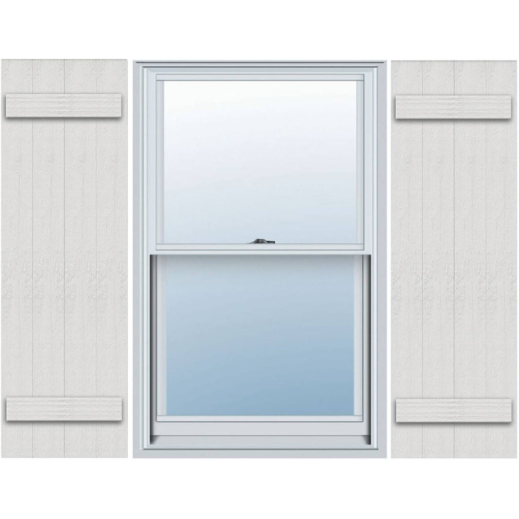 Rustic Four Board Joined Board-n-Batten Faux Wood Shutters (Per Pair) W64389