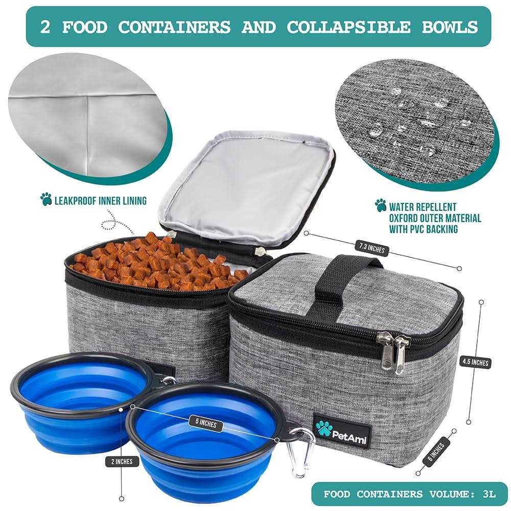 Dog Travel Bag with Food Container and Bowls T28762