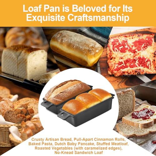 Cast Iron Bread Loaf Pan with Lid 9x5 Inch Set of 2 O75431