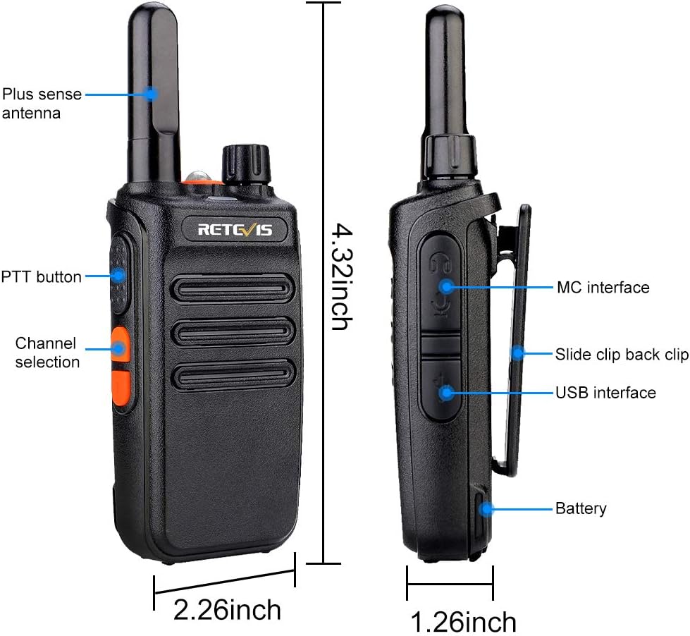 Walkie Talkie 6 Pack, Two Way Radios with Flashlight Z7508