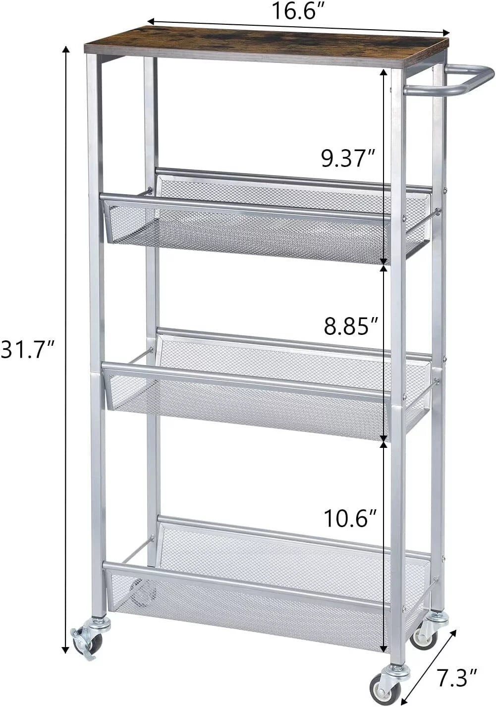 4 Tier Slim Rolling Storage Cart with Handle U16584