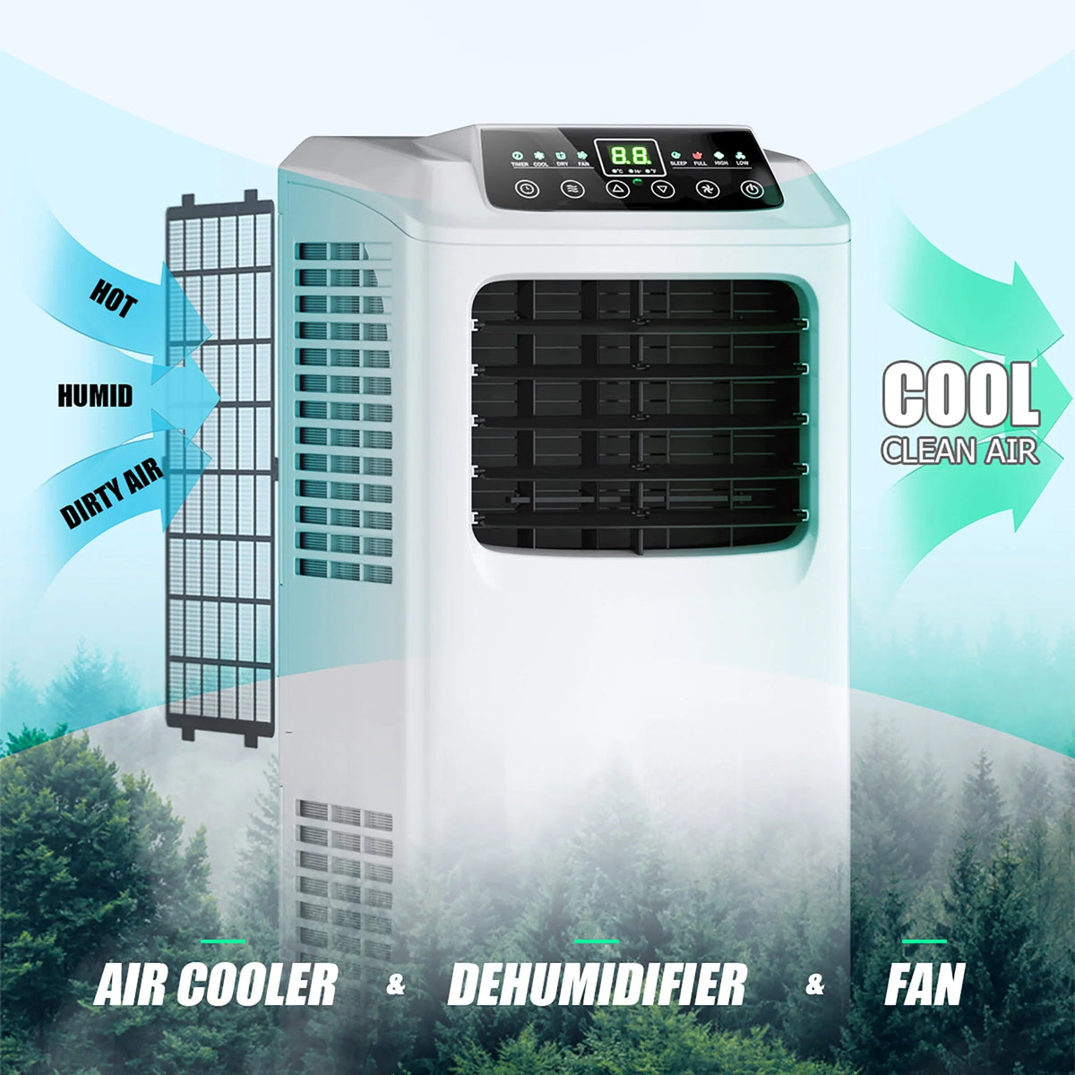 5500 BTU 3-in-1 Portable Air Conditioner with Dehumidifier and Window Kit R9534