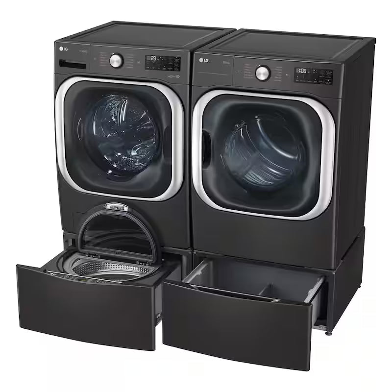 29 in. Laundry Pedestal with Storage Drawer in Black Steel L960
