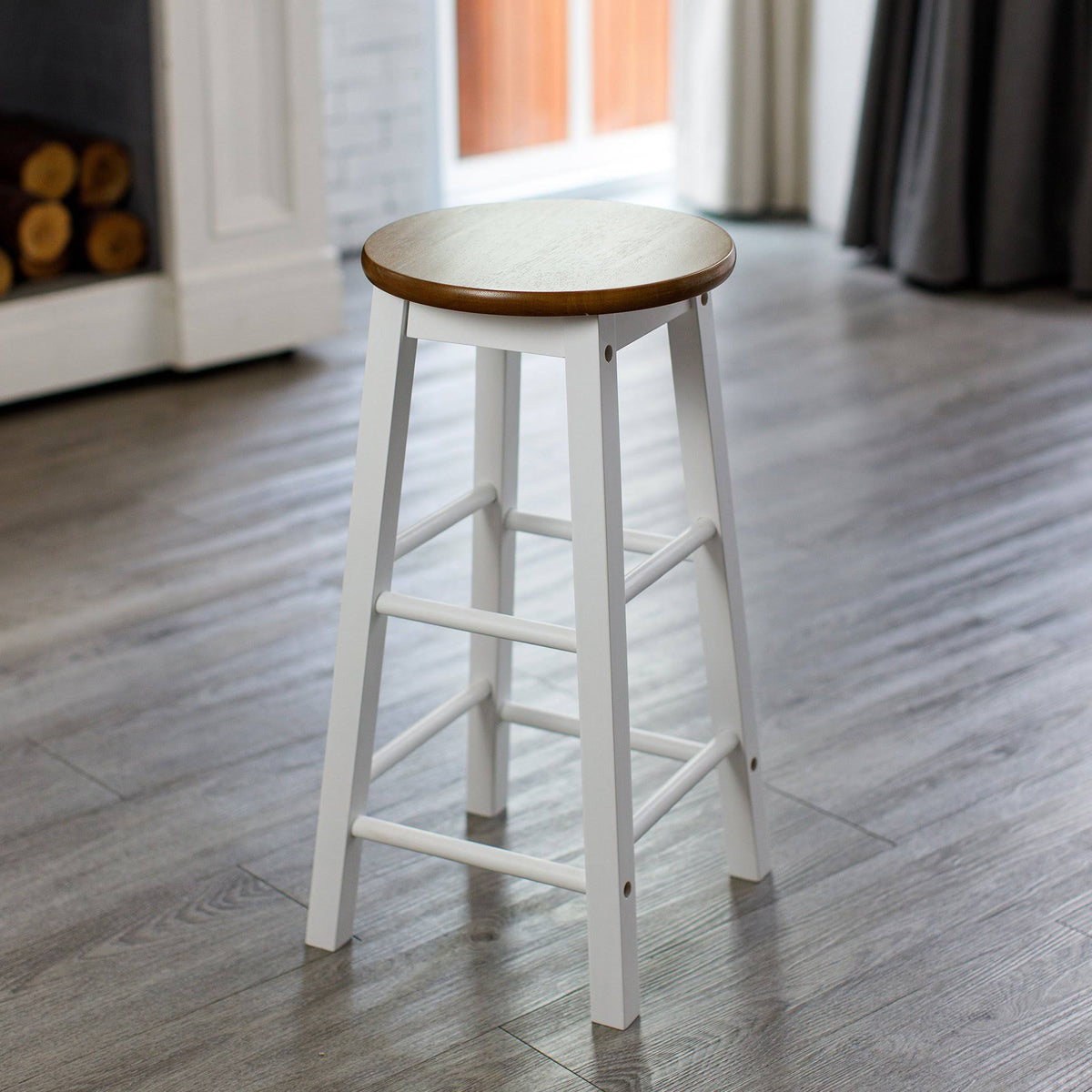 Black Round Acacia Counter Stool T724