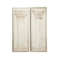 Large Rectangular Distressed Antique White Wood Wall Decor with Carved Greek Columns, Set of 2 Y664536