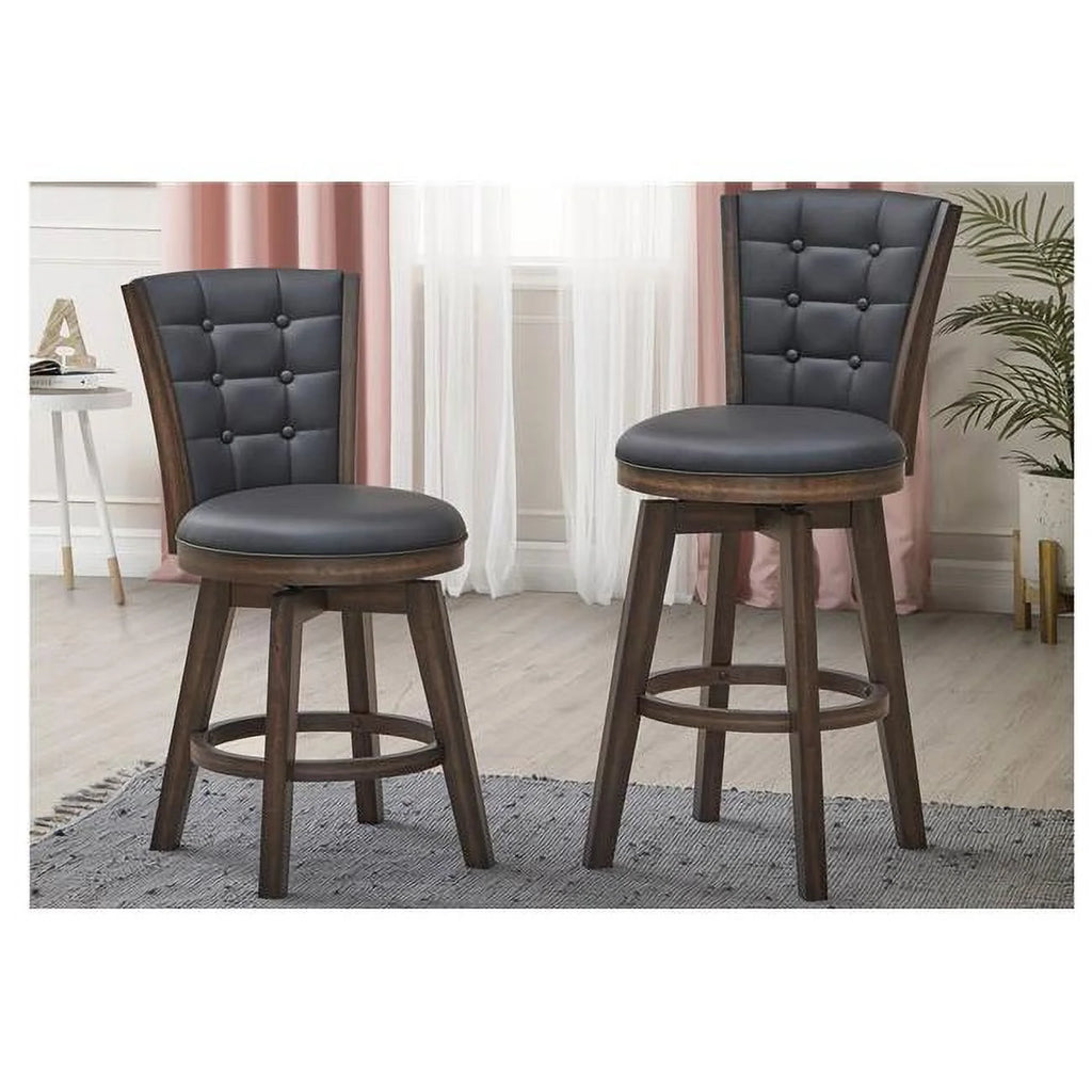 Black Faux Leather Swivel Counter Chair Set of 2 W351955