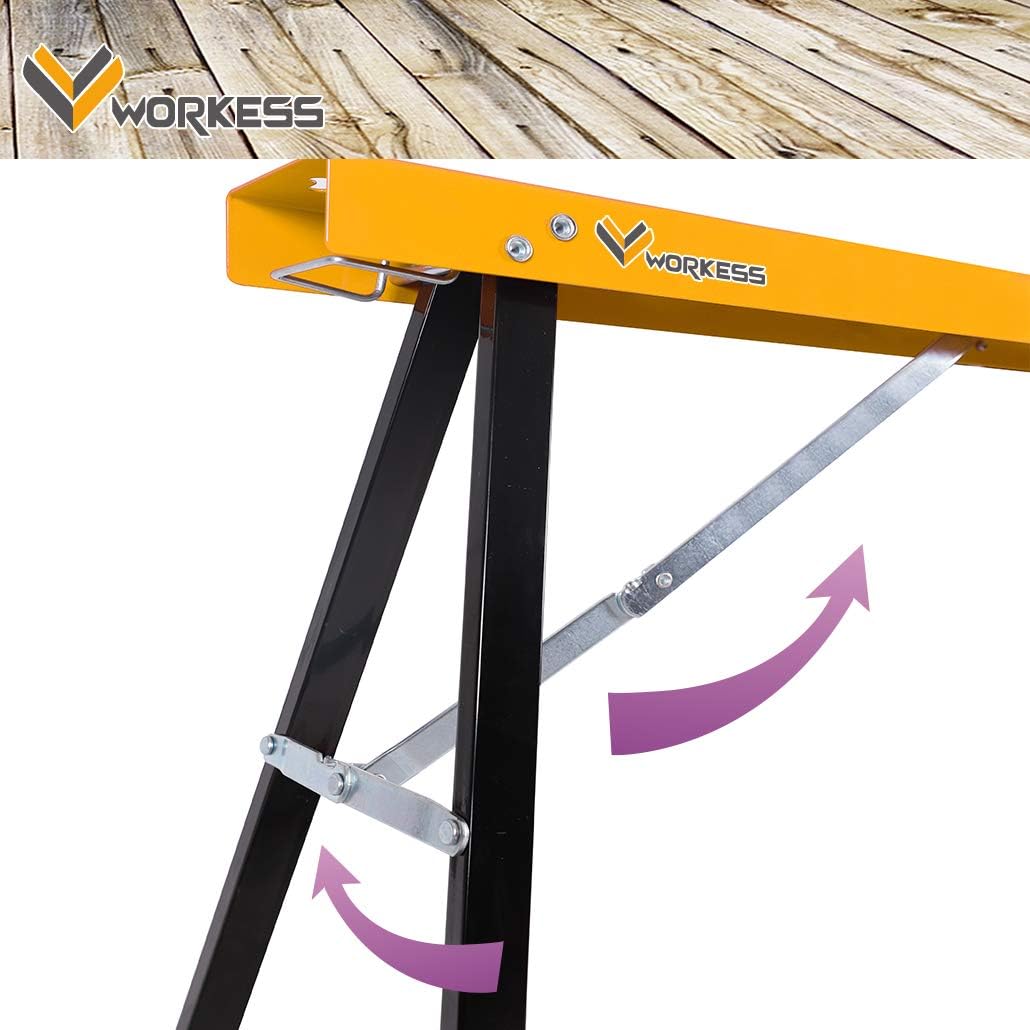 Twin Pack Portable Folding Sawhorse, 275 LBS Capacity Each O38129