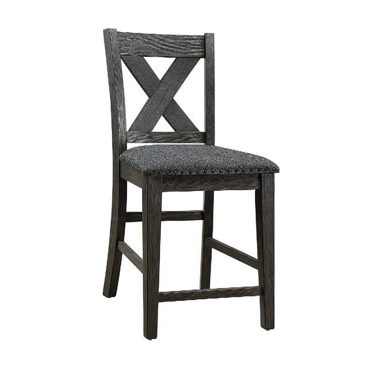 Brown Chair with X Shaped Back & Nailhead Trim P244955
