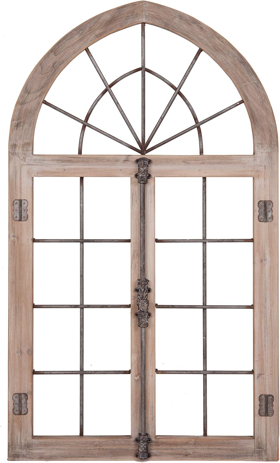 Distressed Gray Arched Cathedral Window Frame Wall Décor E75745