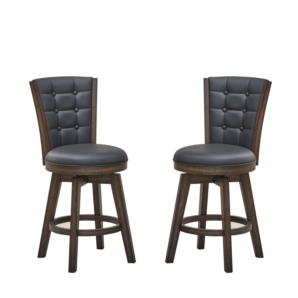 Black Faux Leather Swivel Counter Chair Set of 2 W351955