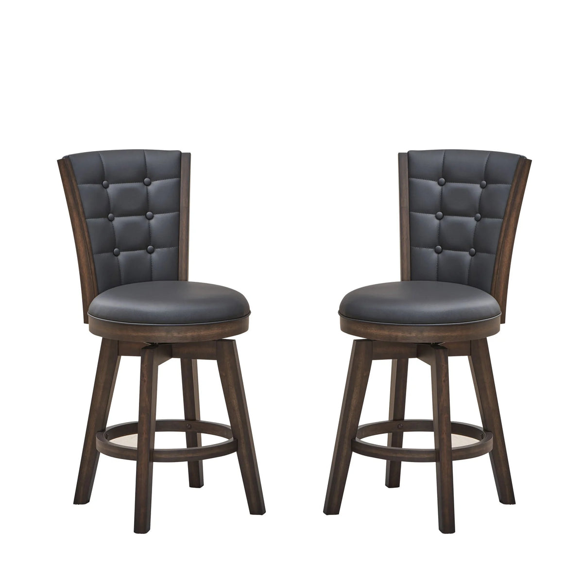 Black Faux Leather Swivel Counter Chair Set of 2 W351955