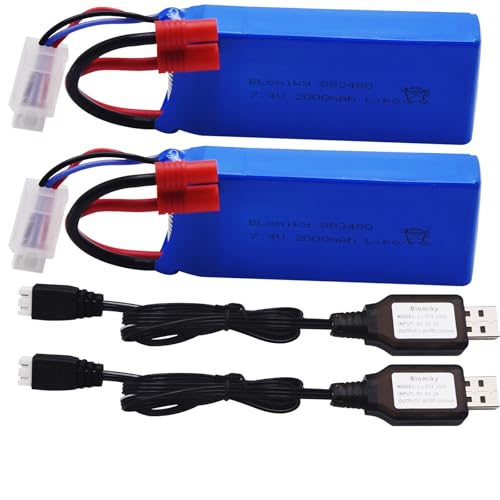 2 Pack 7.4V 2000mAh Lipo Battery and Charger Cable I700440