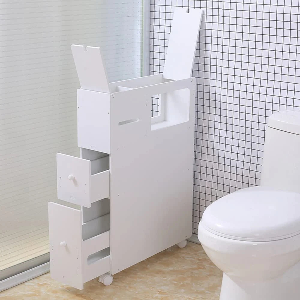Slim Narrow Bathroom Storage Cabinet with Slide out Drawer I515896