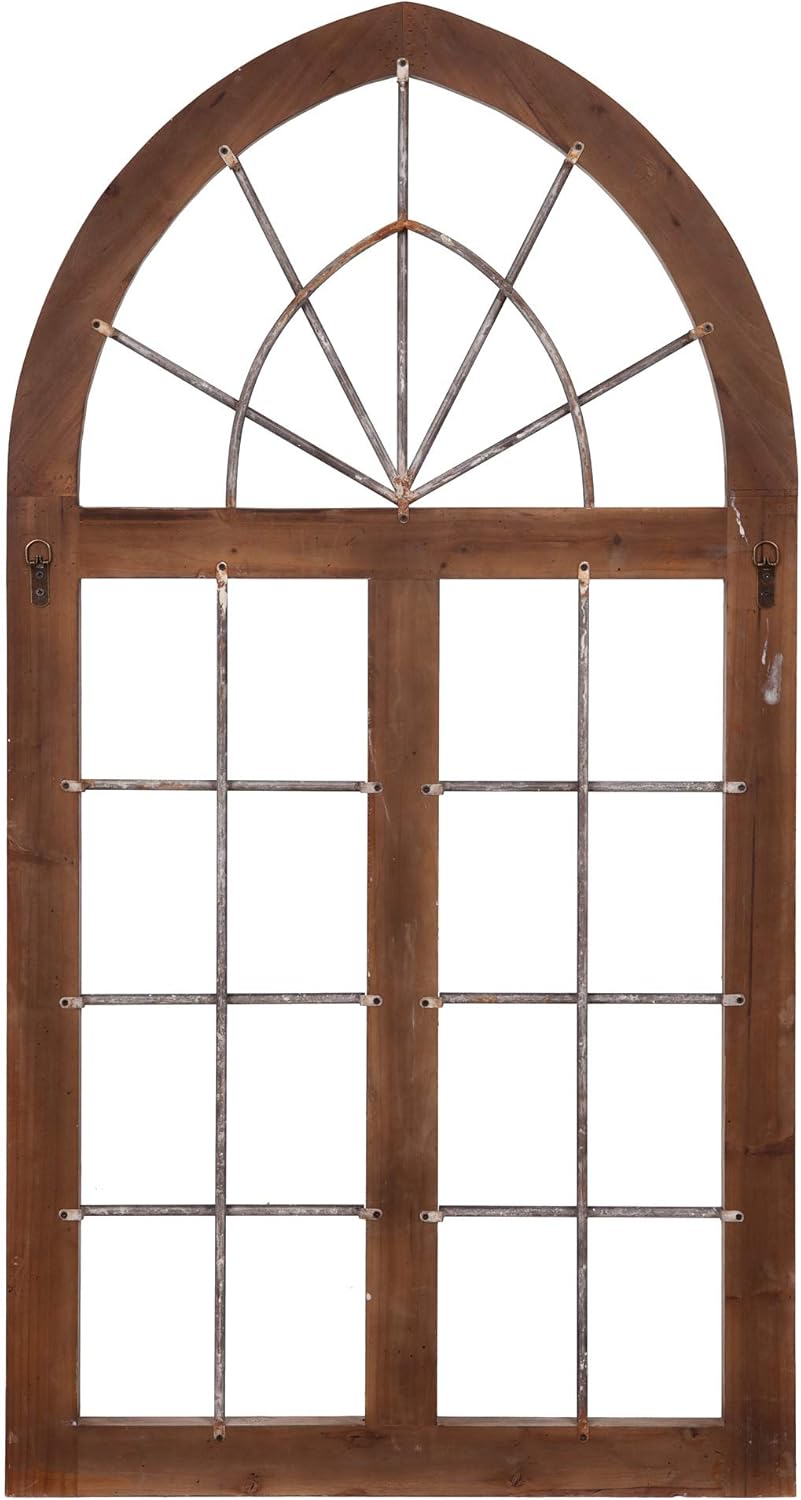 Distressed Gray Arched Cathedral Window Frame Wall Décor E75745