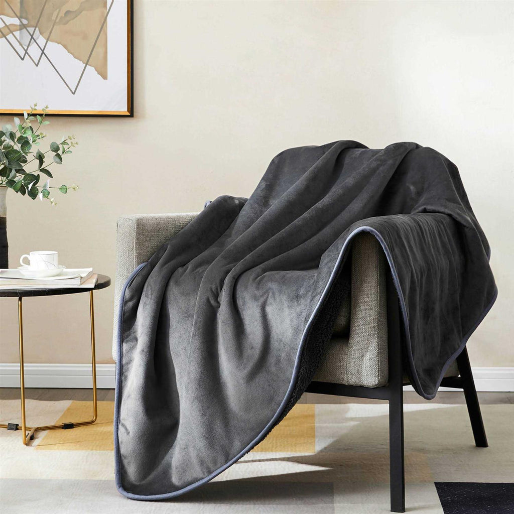 Waterproof Leakproof Grey Sherpa Dog Blanket S54684
