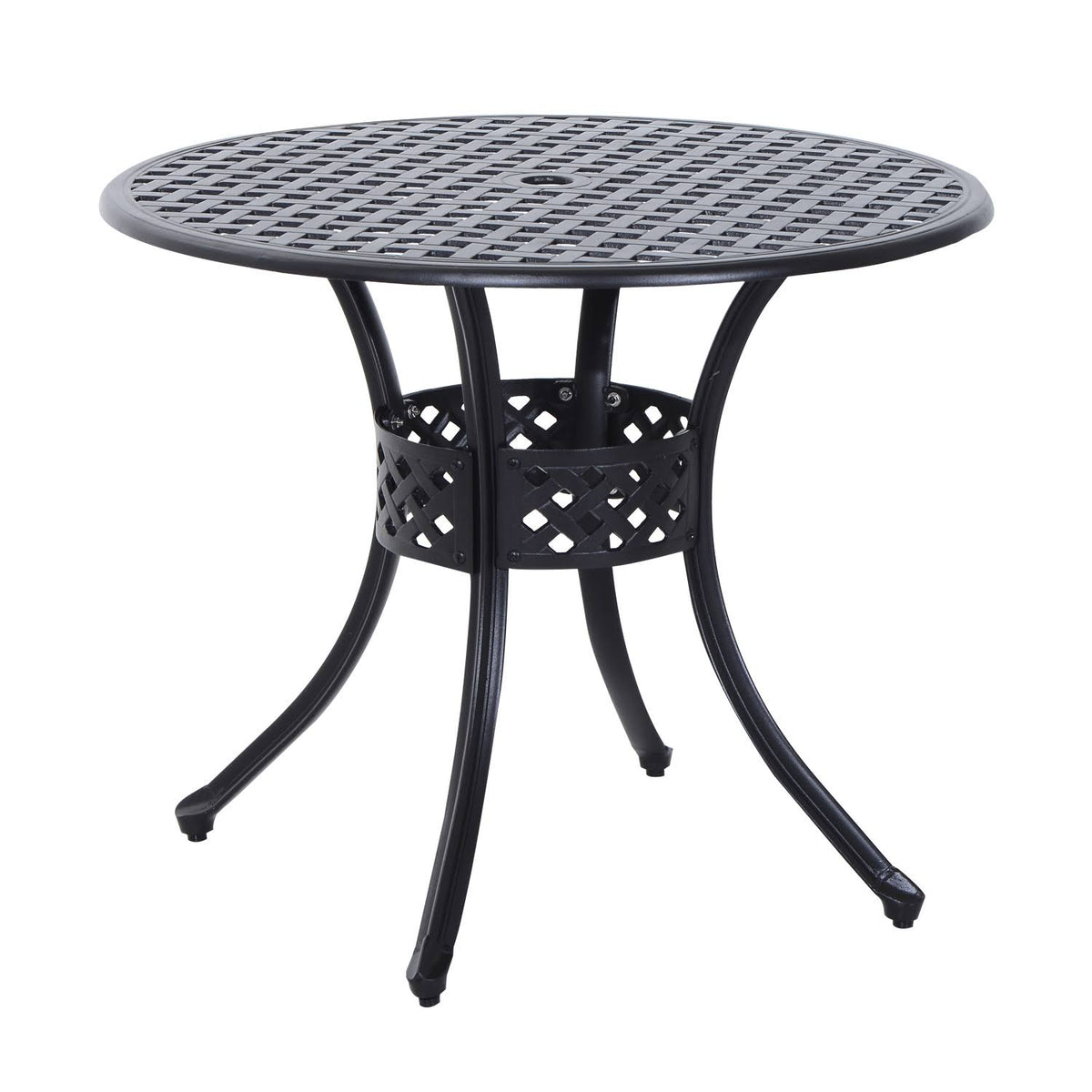 Black Round Cast Aluminum Outdoor Dining Table C78022