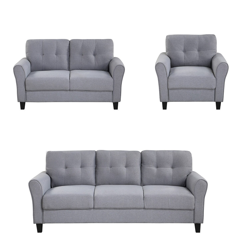 Light Grey-Blue Sofa Set with Armchair, Loveseat and 3-Seat Sofa L239