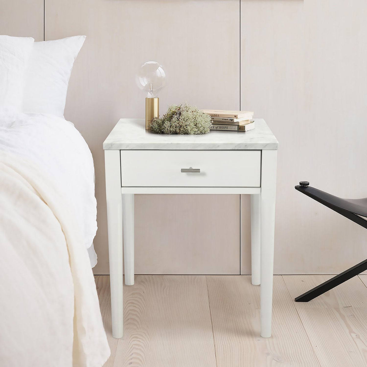 18x22 Square White Marble Side Table C7501