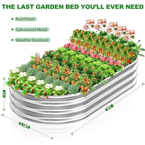 2 Pcs 9 x 3 x 1 FT Galvanized Steel Raised Garden Bed N8774