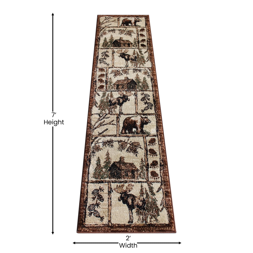 Cabin Style Area Rug Runner 2 Feet 2 Inch X 7 Feet 2 Inch D4371
