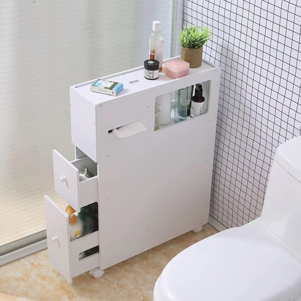 Slim Narrow Bathroom Storage Cabinet with Slide out Drawer I515896
