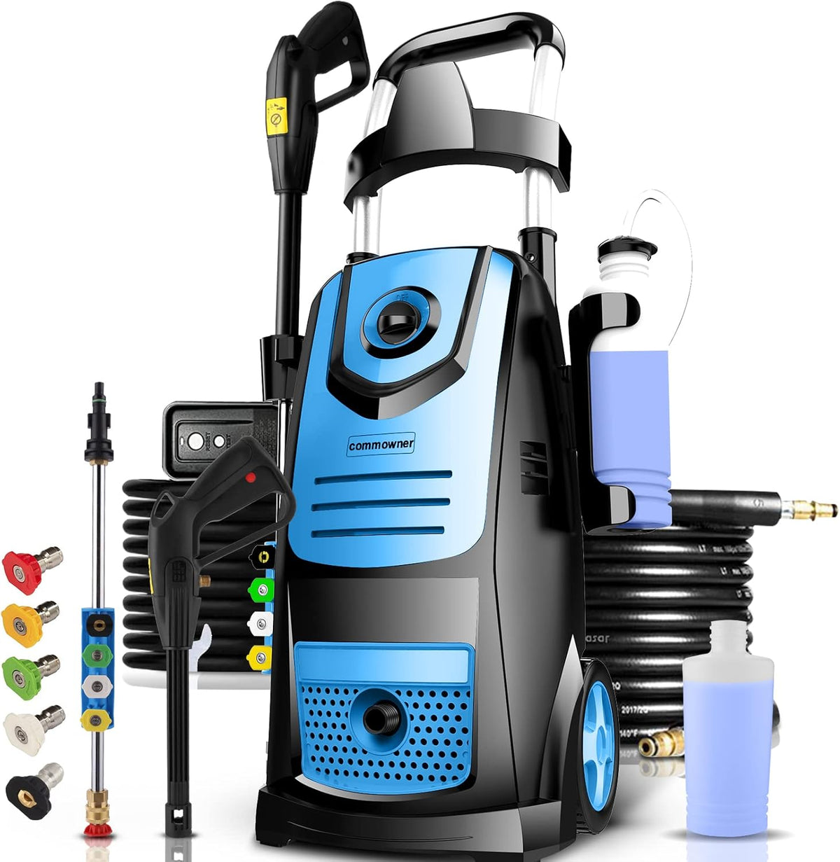 1800W Electric Pressure Washer with Hose 4 Nozzles E1125