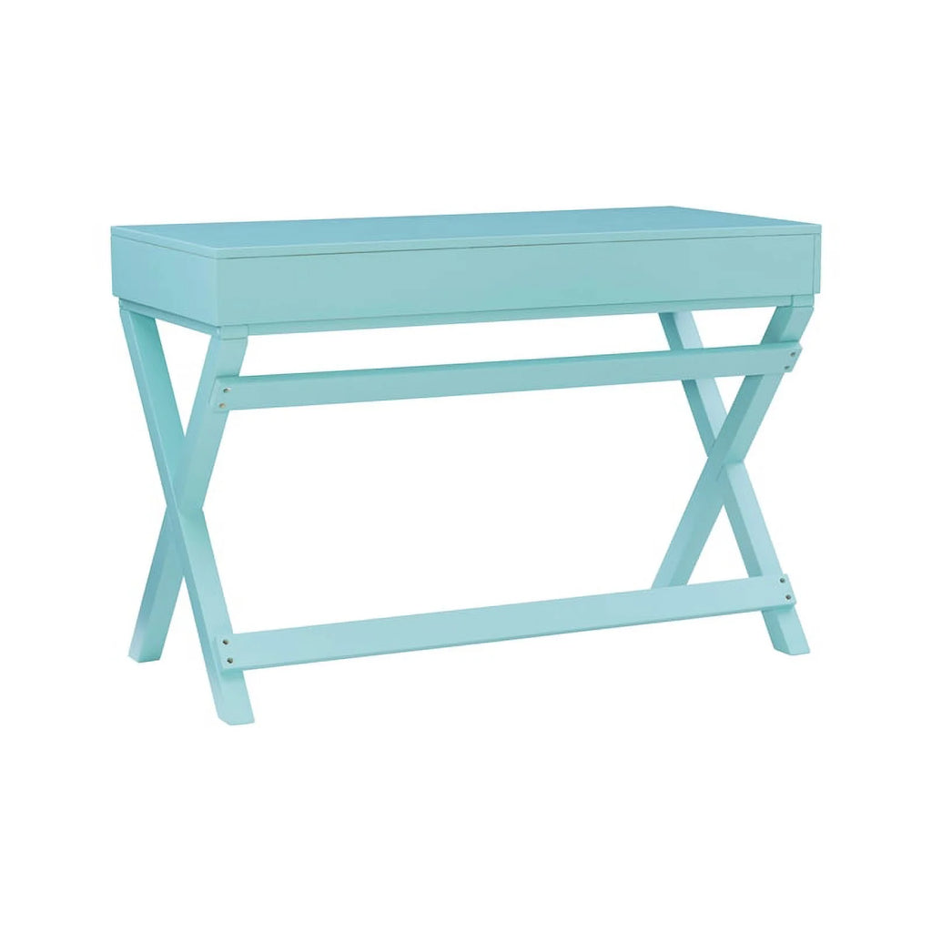 Blue Wood Two Drawer Writing Desk P93105