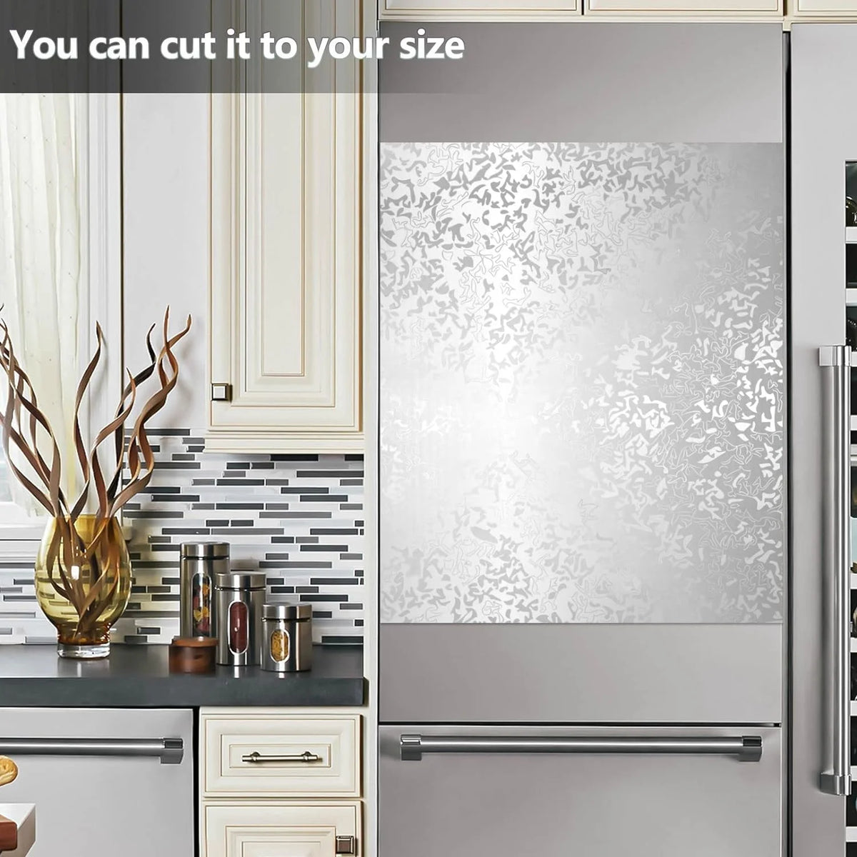 Silver Flowers Pattern Dishwasher Stickers 23in W x 26in H V3387