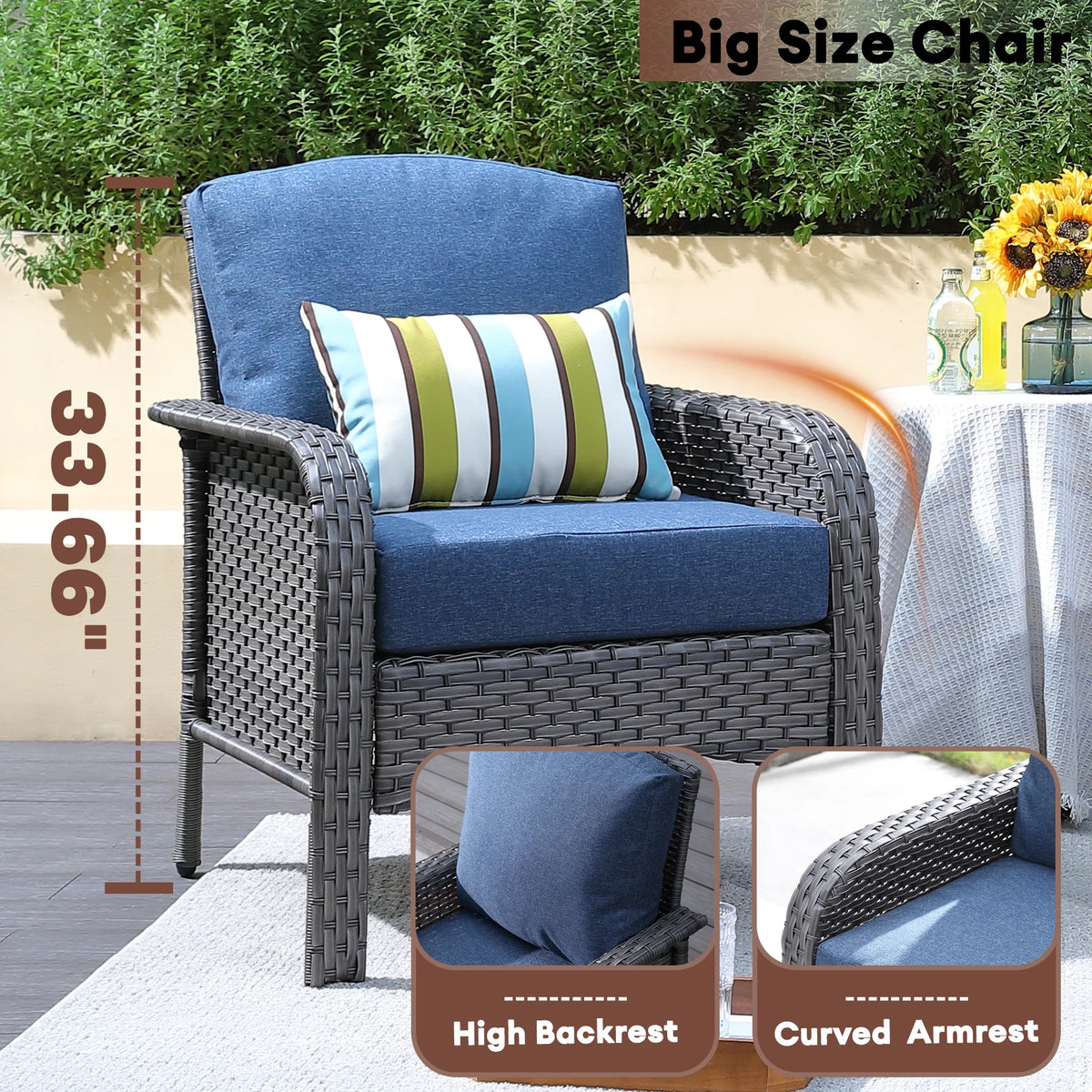4 Pieces Outdoor Wicker Sectional Couch with Cushions G8405