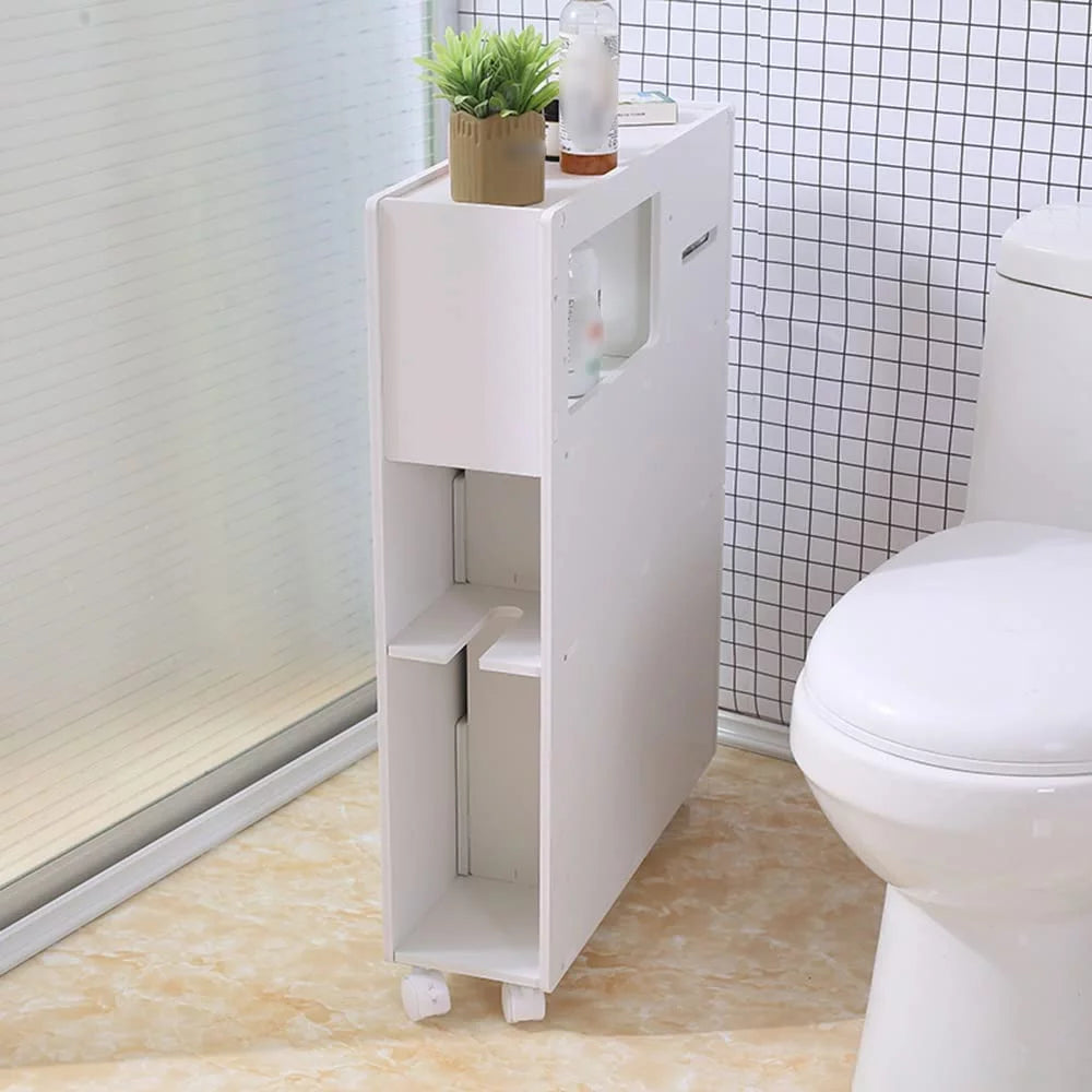 Slim Narrow Bathroom Storage Cabinet with Slide out Drawer I515896