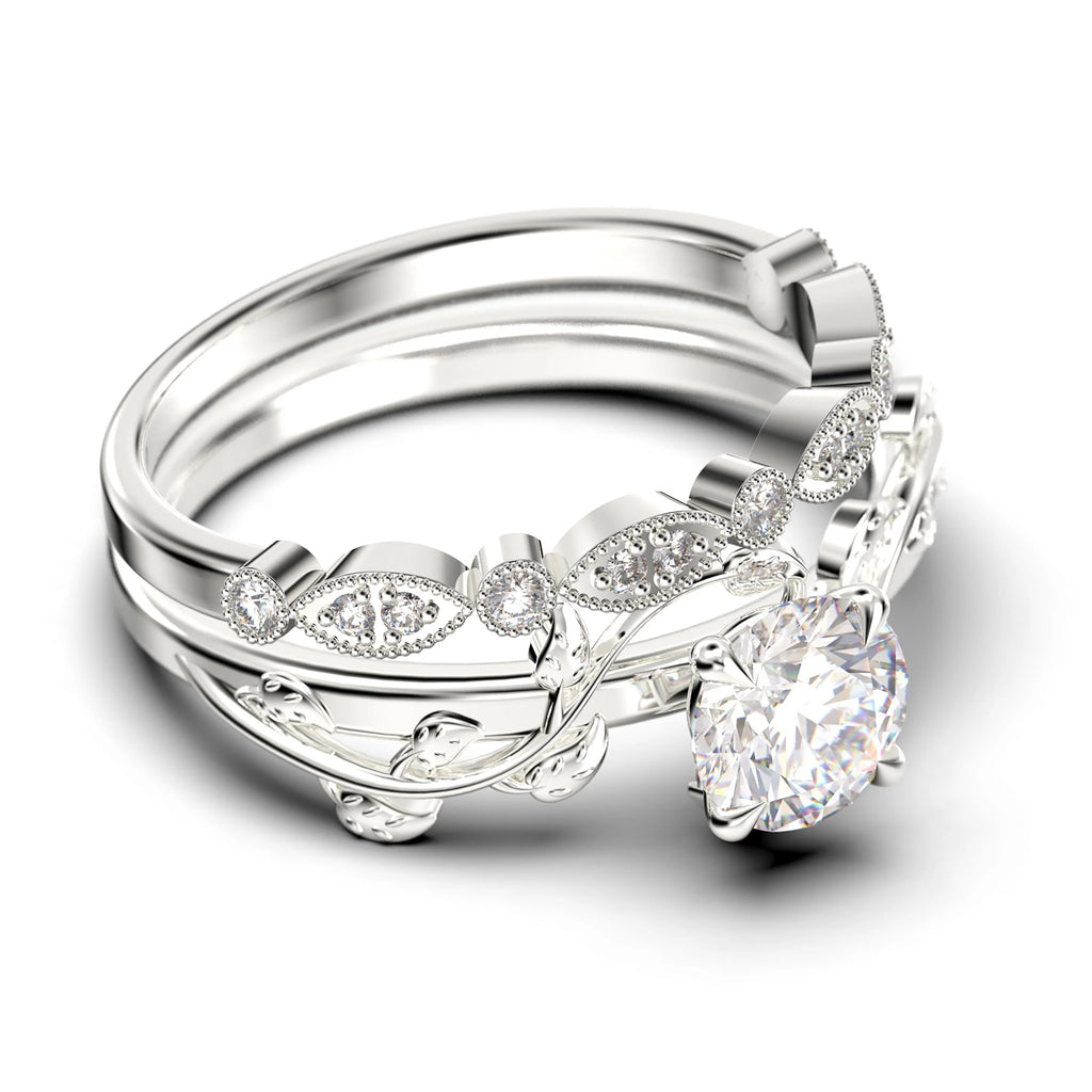 1.50 Carat Round Cut Moissanite Engagement Ring in 925 Sterling Silver With 18k White Gold Plating R28840