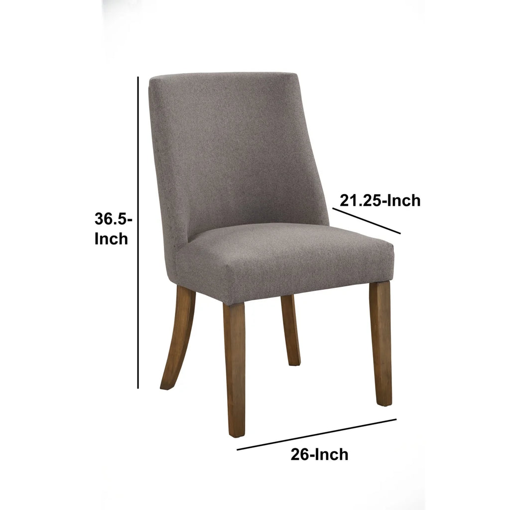 Fabric Upholstered Wooden Side Chairs Set of Two Gray and Brown X105490