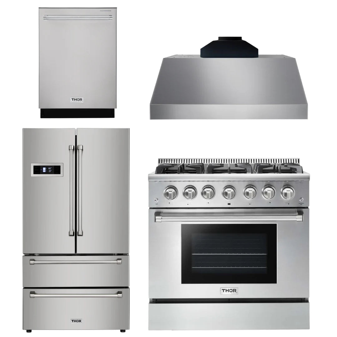 36 Propane Gas Range, Range Hood, Refrigerator, Dishwasher S45136